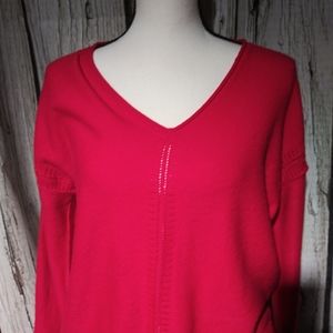 Lucky brand red sweater vneck long sleeve SP